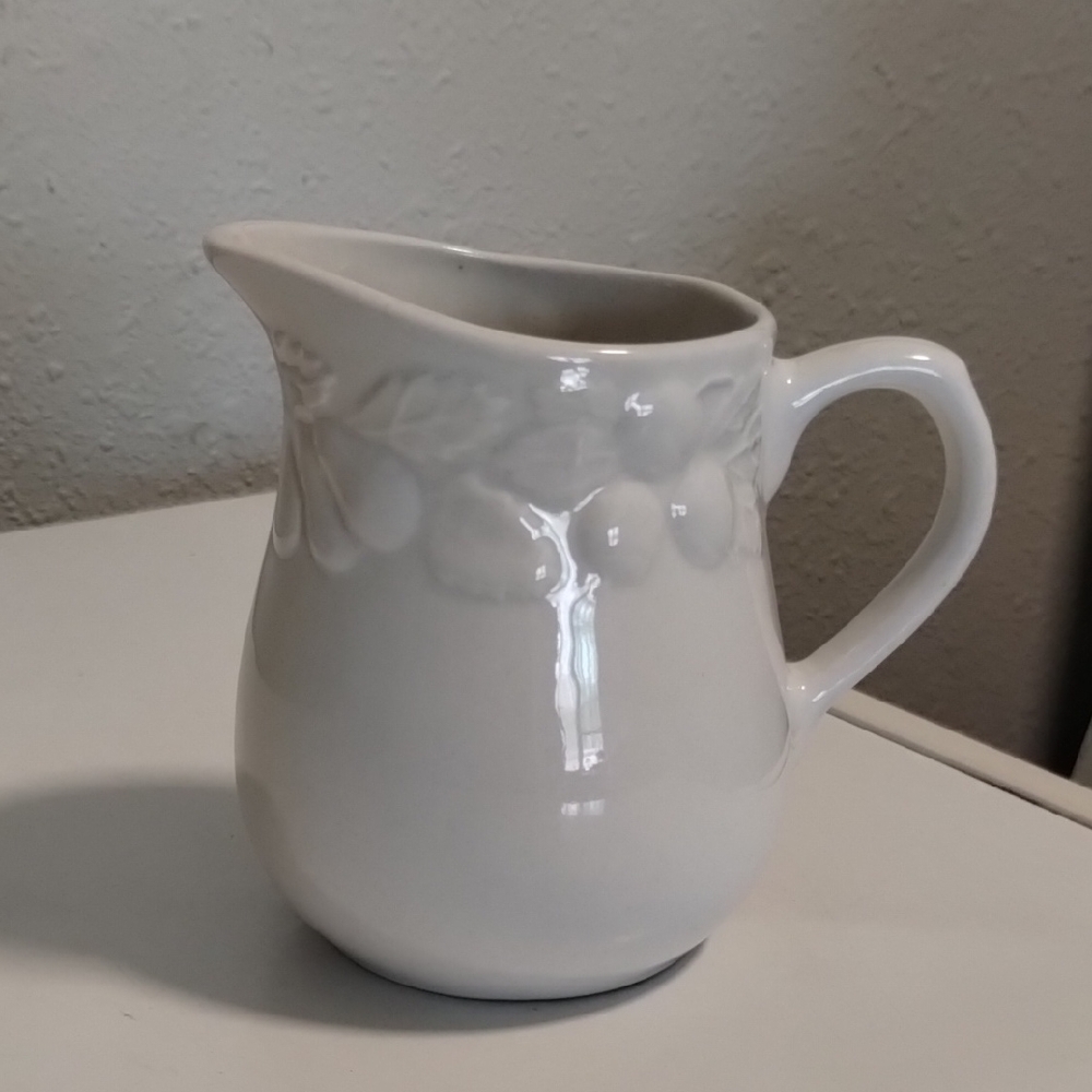 Gibson White Ceramic Floral Pitcher